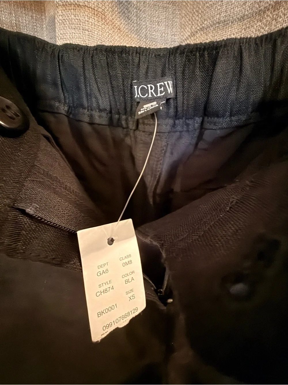 NWT J.Crew 3” Harbor Linen Shorts Black Size XS/0, 100% Linen